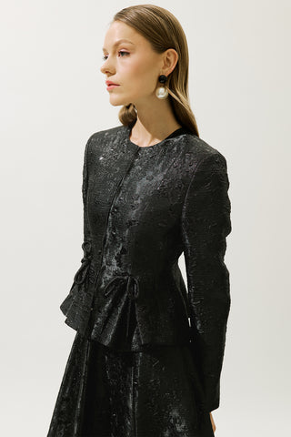 Mary Jacquard Akşam Blazer Siyah