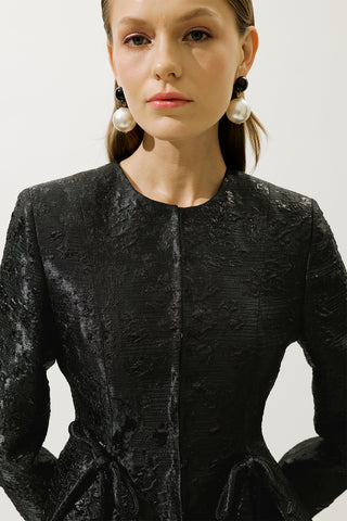 Mary Jacquard Akşam Blazer Siyah