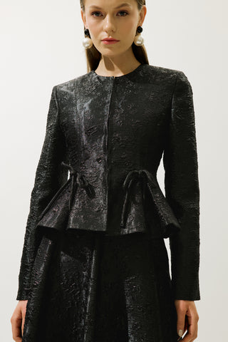 Mary Jacquard Akşam Blazer Siyah