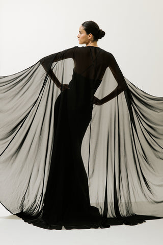 Frances Cape Evening Dress Black