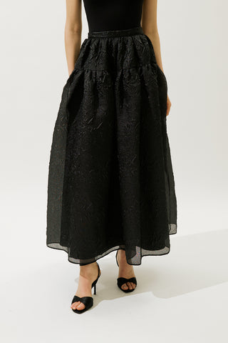 Jacquard Organza Full Skirt Black