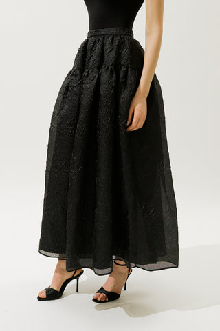 Jacquard Organza Full Skirt Black