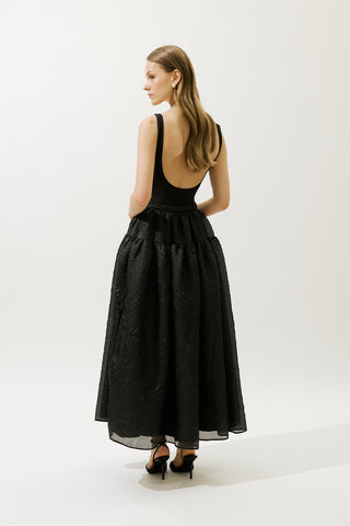 Jacquard Organza Full Skirt Black