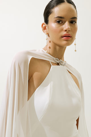 Frances Cape Evening Dress Ecru