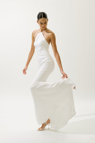 Frances Cape Evening Dress Ecru