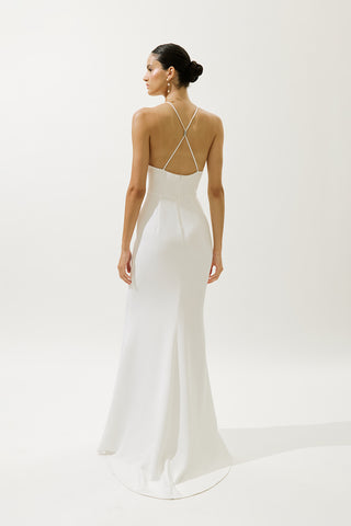 Frances Cape Evening Dress Ecru