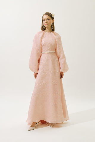 Jacquard Organza Evening Dress Powder