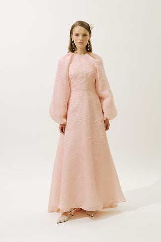 Jacquard Organza Evening Dress Powder