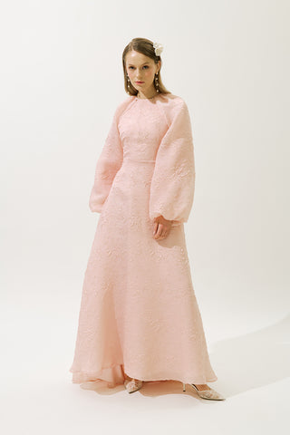 Jacquard Organza Evening Dress Powder