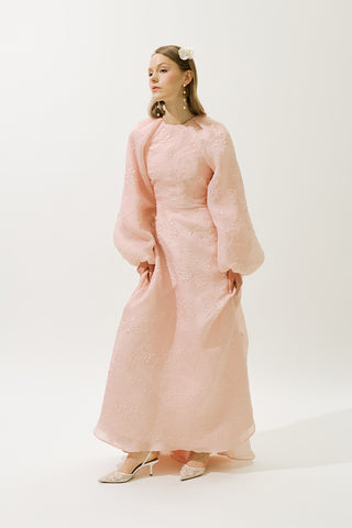 Jacquard Organza Evening Dress Powder