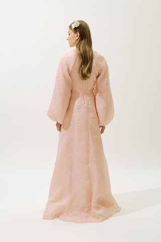 Jacquard Organza Evening Dress Powder