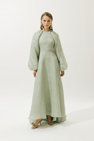 Jacquard Organza Evening Dress Mint
