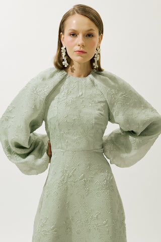 Jacquard Organza Evening Dress Mint