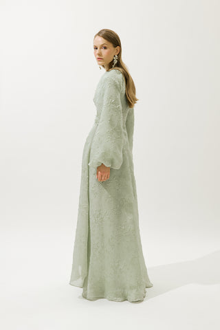 Jacquard Organza Evening Dress Mint