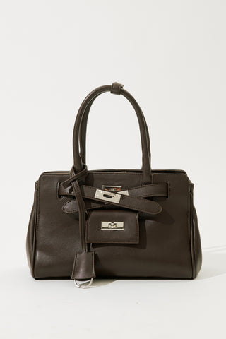Arte Pocket Detail Shoulder Bag Dark Brown