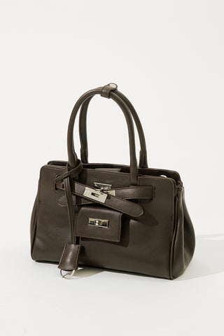 Arte Pocket Detail Shoulder Bag Dark Brown