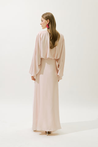 Adele Satin Evening Dress Powder