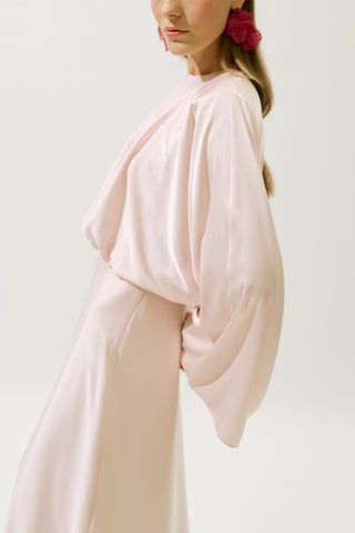 Adele Satin Evening Dress Powder