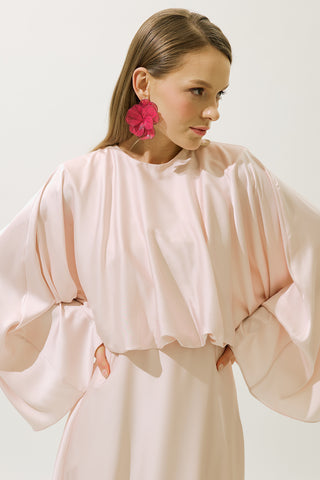 Adele Satin Evening Dress Powder