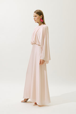 Adele Satin Evening Dress Powder