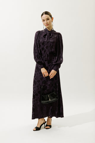 Jacquard Satin Shirt Purple