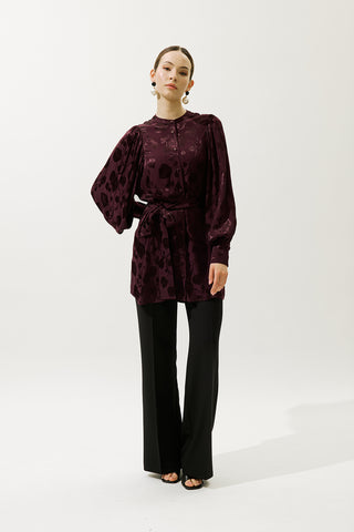 Jacquard Satin Shirt Burgundy