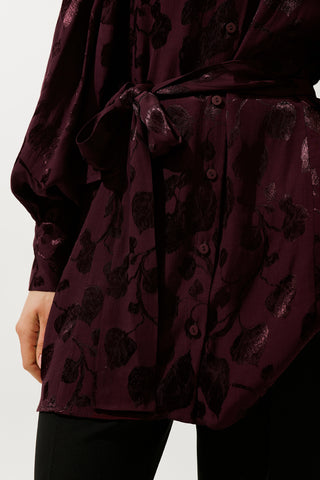 Jacquard Satin Shirt Burgundy