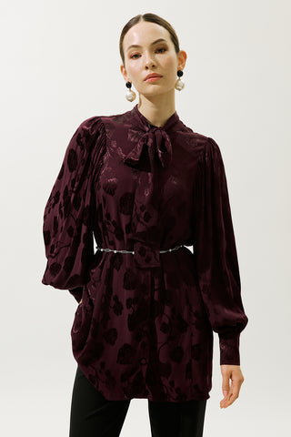 Jacquard Satin Shirt Burgundy