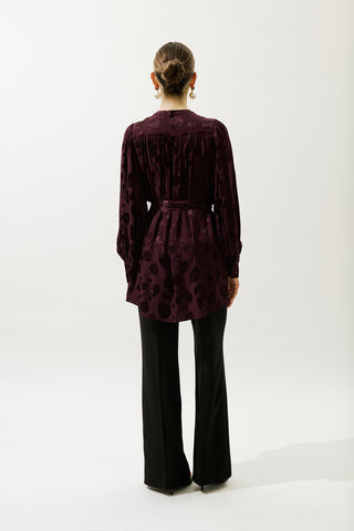 Jacquard Satin Shirt Burgundy