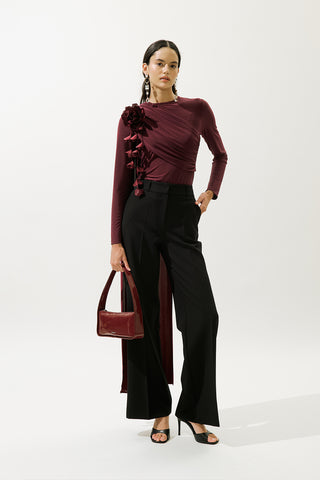 Blouse With Cape Detail Burgundy
