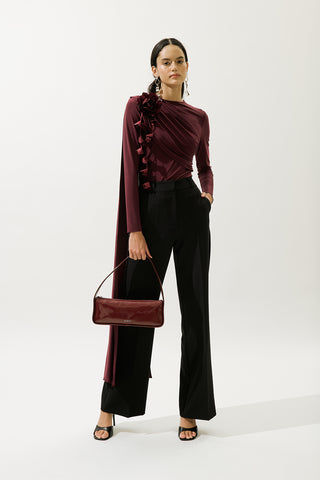 Blouse With Cape Detail Burgundy