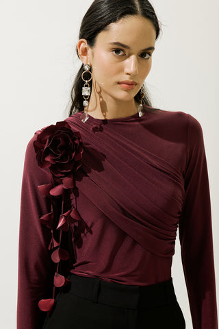 Blouse With Cape Detail Burgundy