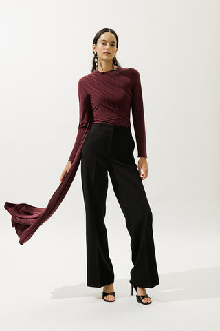 Blouse With Cape Detail Burgundy