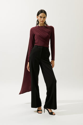 Blouse With Cape Detail Burgundy