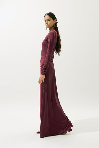 Tie-Detail Evening Dress Burgundy