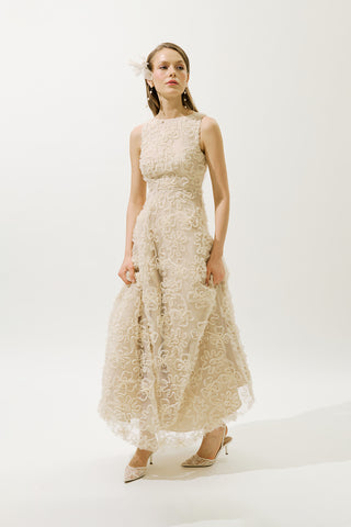 Voluminous Floral Dress Pearl