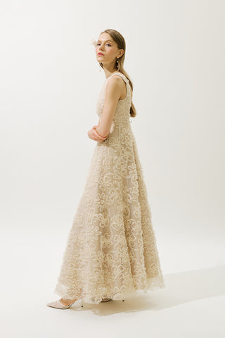 Voluminous Floral Dress Pearl