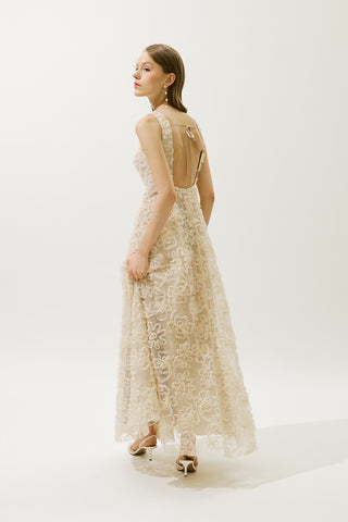 Voluminous Floral Dress Pearl