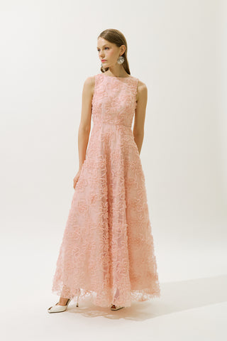 Voluminous Floral Dress Powder