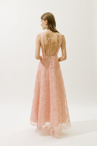 Voluminous Floral Dress Powder