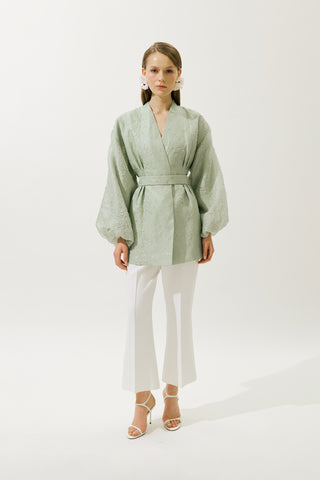 Jacquard Organza Kimono Mint