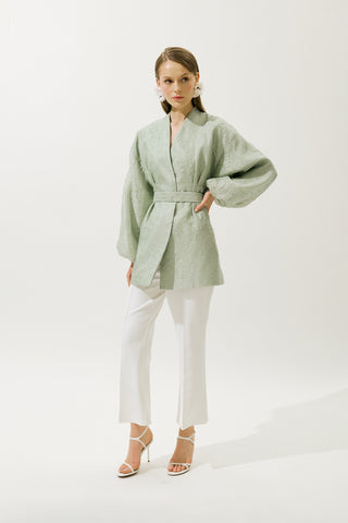 Jacquard Organza Kimono Mint