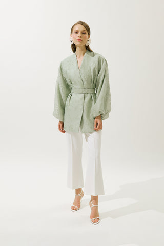 Jacquard Organza Kimono Mint