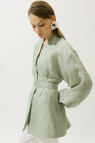 Jacquard Organza Kimono Mint