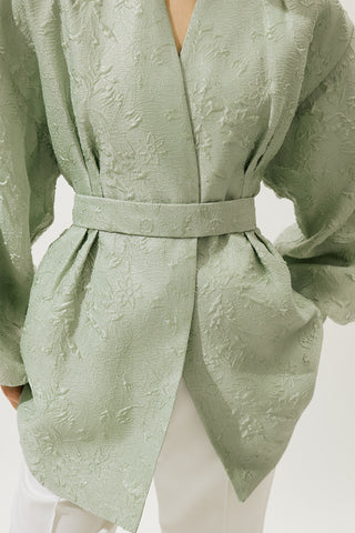 Jacquard Organza Kimono Mint