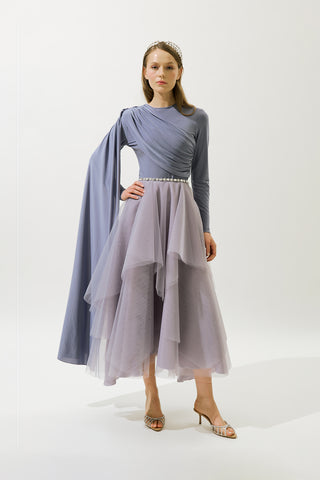 Blouse With Cape Detail Purple