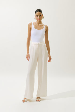 Wide-Leg Satin Trousers Vanilla