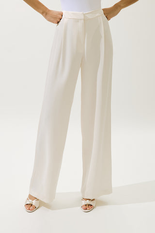 Wide-Leg Satin Trousers Vanilla