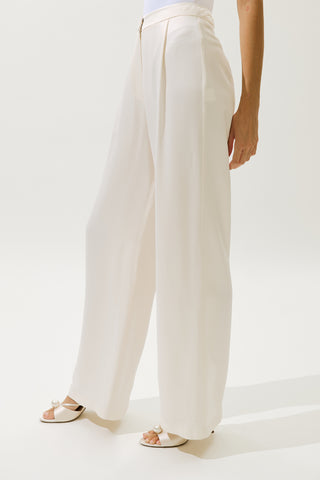 Wide-Leg Satin Trousers Vanilla