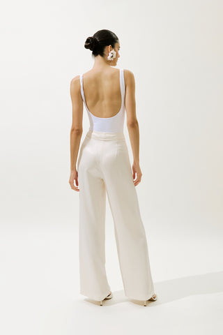 Wide-Leg Satin Trousers Vanilla